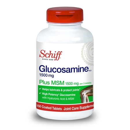 Schiff Glucosamine 1500mg Plus MSM and Hyaluronic Acid, 150 tablets - Joint (Best Cal Mag Supplement)