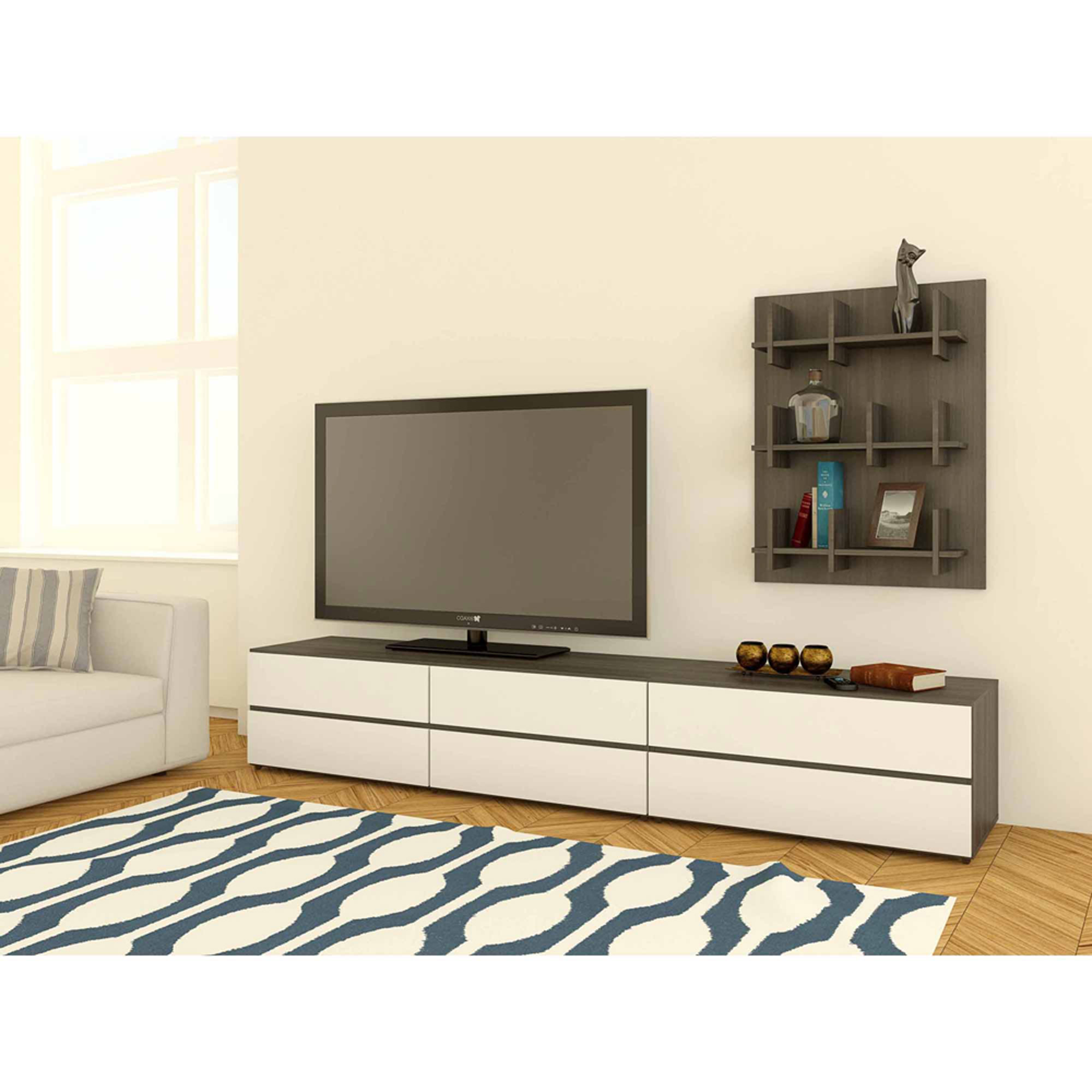 Nexera Allure TV Stand for TVs up to 60'', White/Ebony