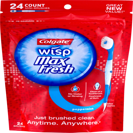 colgate max fresh wisp disposable mini toothbrush peppermint 24ct