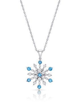 Sterling Silver Treated Blue Topaz Snowflake Pendant Necklace