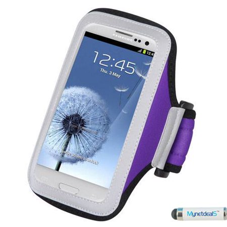 Nokia Lumia 530 Phone Accessories Premium Sport Armband Case for Nokia Lumia 520, Lumia 635, 520, 620 (Lumia), 521 (Lumia 521), Lumia 530, 630 (Lumia 630), 820 (Lumia 820) (Purple) + Mini Smart Phone Touch Screen Stylus ()