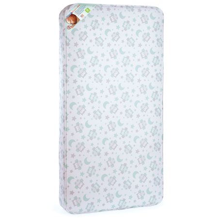 Standard Crib Mattress - Kolcraft Pediatric 800 Crib and Toddler Mattress, Deluxe Firm Coils, Mint/Gray Moonlight Owls