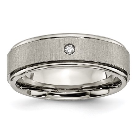 - Titanium Brushed/Polished 0.05ct. Diamond Rounded Edge Band