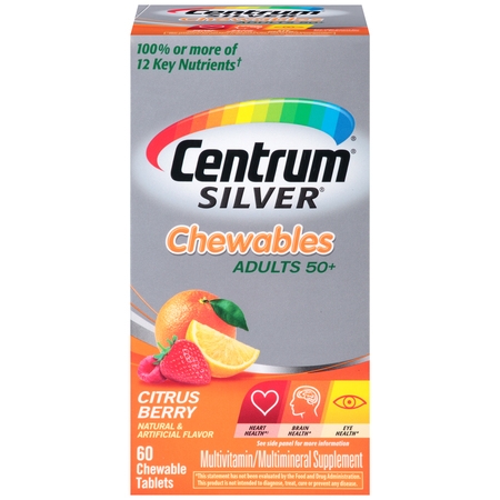 Centrum Silver Adult 50+ Multivitamin Chewables, Citrus Berry Flavor, 60