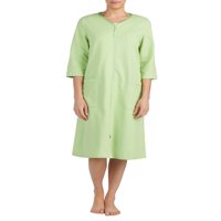 Women's and Women's Plus-Size Traditional 3/4-Sleeve Zip-Front Robe