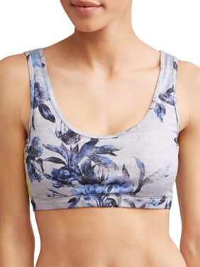 Floral Side Stripe Athleisure Bra Women's (Indigo/Grey)
