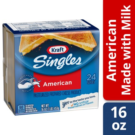 Kraft Singles American Cheese Slices, 16 Oz Pre-Sliced (24 Slices ...