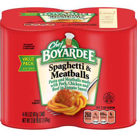 (3 Pack) Chef Boyardee Spaghetti and Meatballs, 14.5 oz, 4