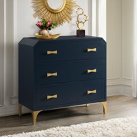 Clip Corner Blue/Gold Three Drawer Chest