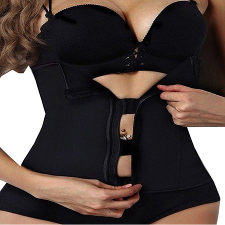 Underbust Waist Cincher SAYFUT Women Latex Waist Trimmer Tummy Trainer Cincher Zipper & Hook Underbust Corset Shapewear Fat Burner Hourglass Workout Body Shaper ()