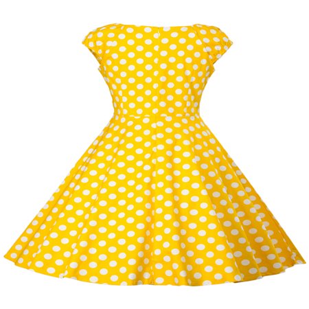 Women Vintage Dress 50S 60S Sleeveless Polka Dots Swing Pinup Retro Summer Casual Evening Cocktail Party Ball