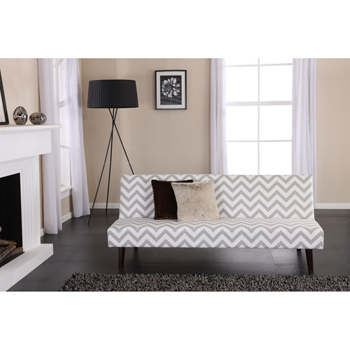 Kinsley Chevron Futon, Gray and White