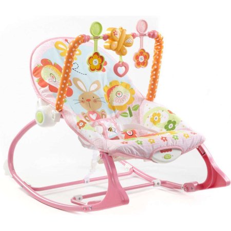 Infant Bouncer - Fisher-Price Infant-To-Toddler Rocker, Pink Bunny with Removable Bar