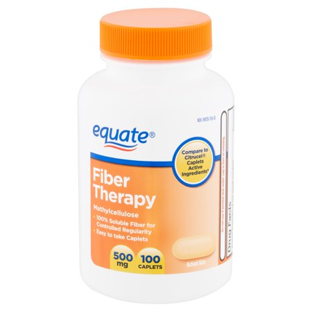 Equate Fiber Therapy Methylcellulose Caplets, 500 mg, 100 (The Best Fiber Pills)