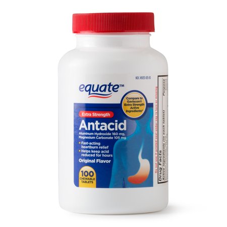 - Equate Extra Strength Antacid Chewable Tablets, 160 mg, 100 Ct