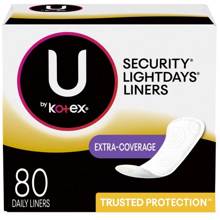 U by Kotex Lightdays Panty Liners, Extra Coverage, Unscented, 80