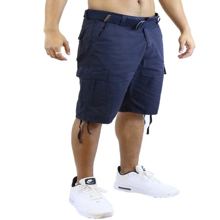 - Mens Vintage Utility Cotton Cargo Shorts With Belt