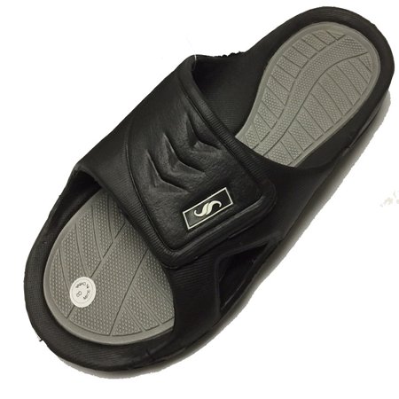 0138 Men's Rubber Slide Sandal Velcro Strap