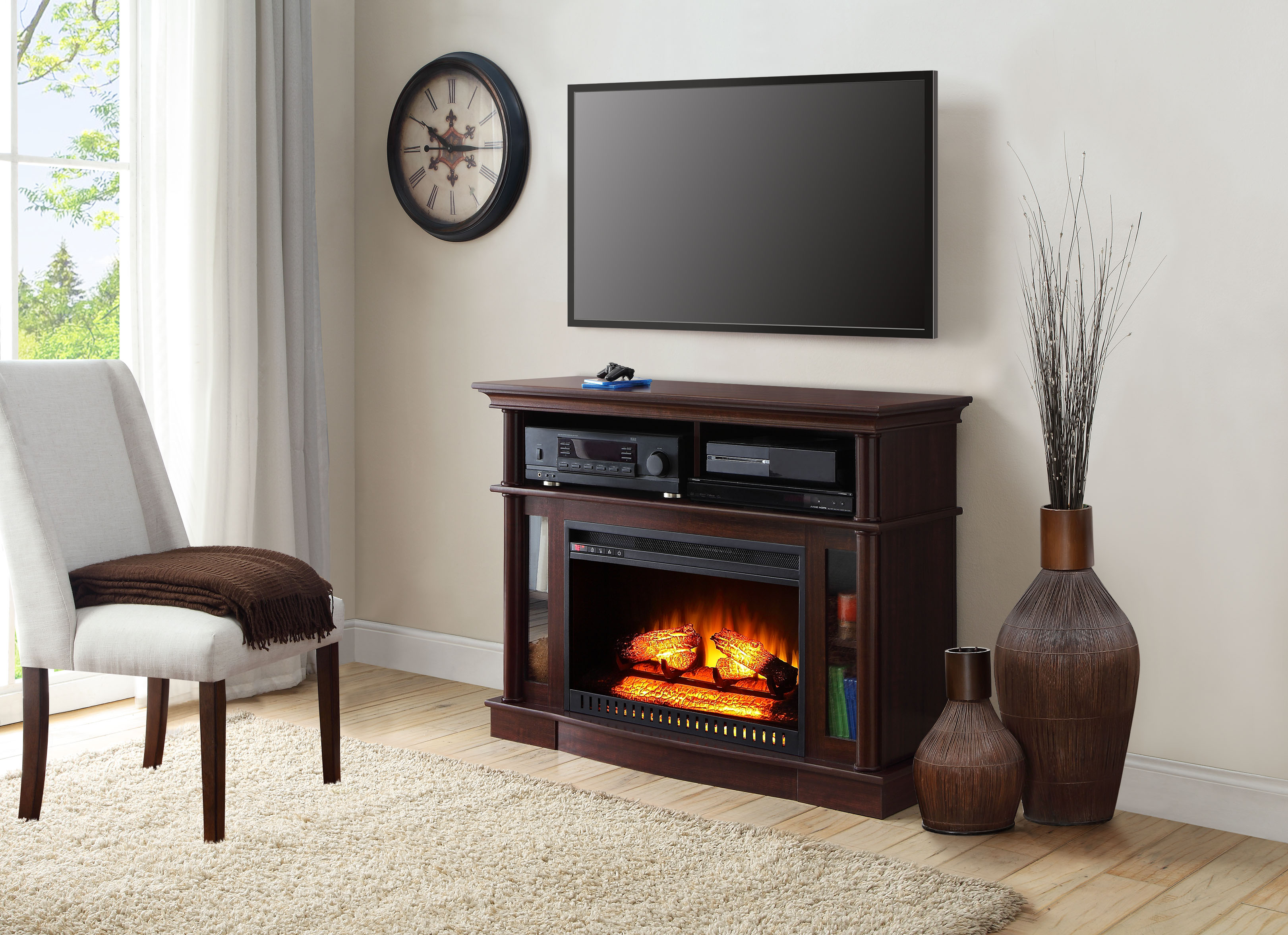 Better Homes and Gardens Ashwood Road Media Electric Fireplace for TVs up to 45'', Cherry