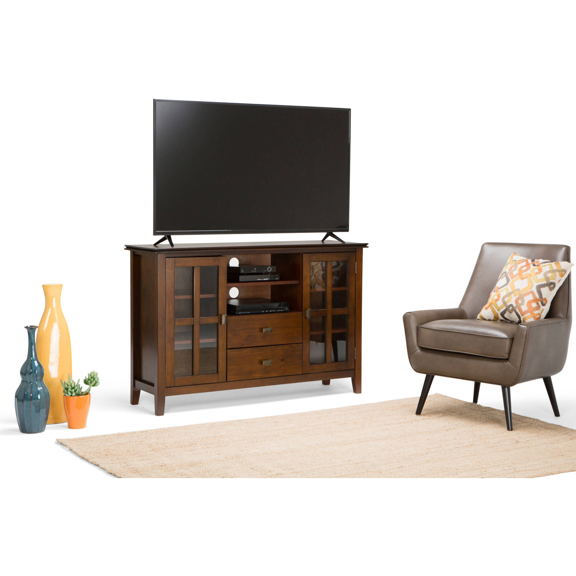 Brooklyn + Max Holden Collection Auburn Brown TV Media Stand for TVs up to 60''