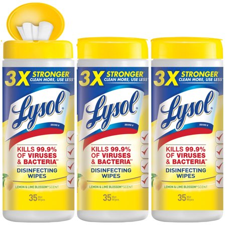 - Lysol Disinfecting Wipes, Lemon & Lime Blossom, 105ct (3X35ct)