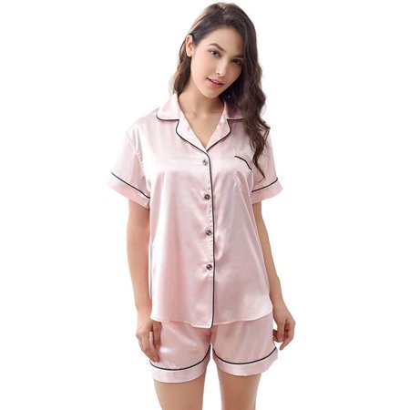 Women's Satin Pajamas Sleepwear Set Short and Long Button-Down PJ Set