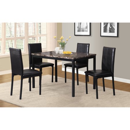 - Roundhill Furniture 5 Piece Citico Metal Dinette Set with Laminated Faux Marble Top, Black