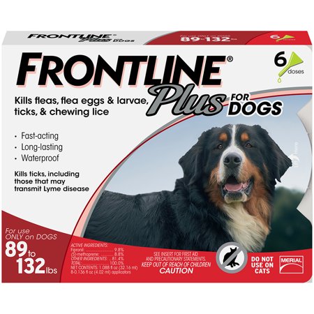 FRONTLINE Plus for Extra Large Dogs (89-132 lbs) Flea and Tick Treatment, 6 (The Best Flea Medication For Dogs)