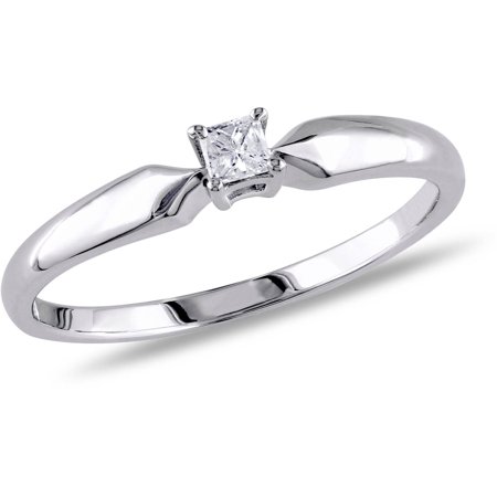 1/10 Carat T.W. Princess-Cut Diamond Sterling Silver Solitaire (Best Deals On Diamond Rings)