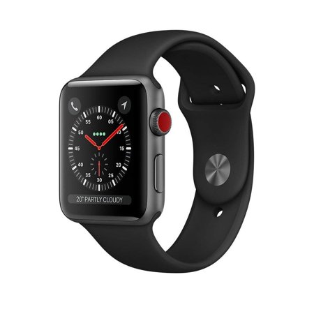 Apple Watch Series 3 GPS + Cellular 42mm Space Gray Aluminum Case with Black Sport Band - Grey like (Best Fitbit With Gps)