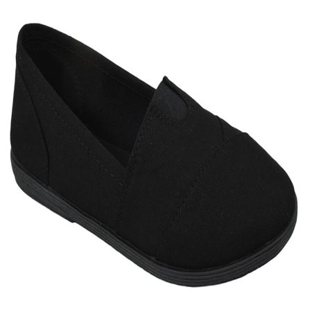 Soda Flat Women Shoes Linen Canvas Slip On Loafers Memory Foam Gel Insoles OBJI-S All Black (Best Shoes For Being On Feet All Day)