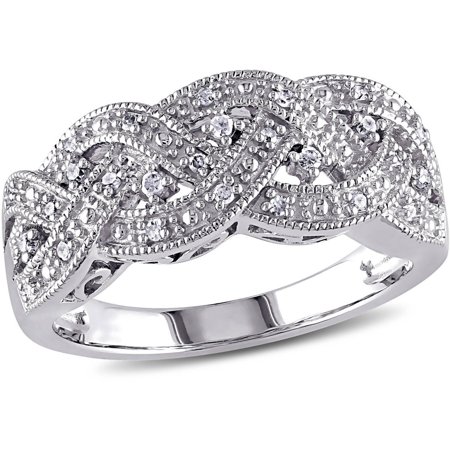 1/8 Carat T.W. Diamond Sterling Silver Braided (Best Friend Diamond Ring)