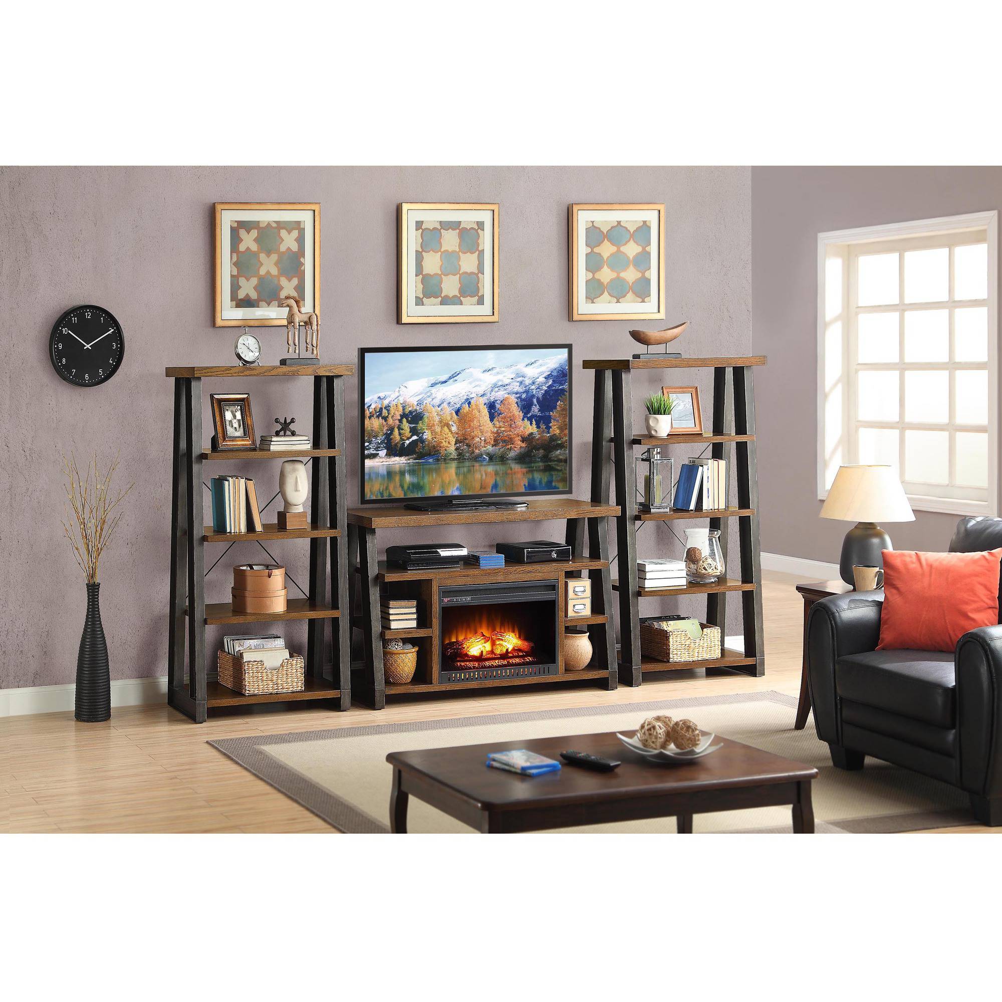 Whalen Industria Media Fireplace, Brown