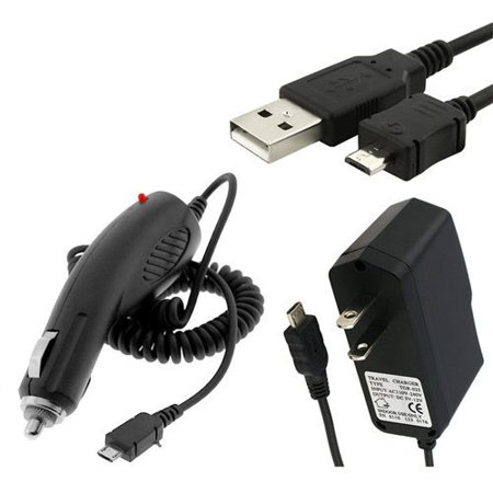 For ZTE Chaser (Virgin Mobile) Premium Combo Pack - Wall Charger + Car Charger + Micro USB