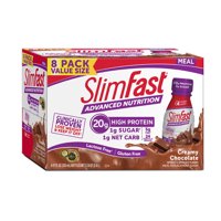 SlimFast Advanced Nutrition High Protein Ready to Drink Meal Replacement Shakes, Creamy Chocolate, 11 fl. oz, Pack of 8