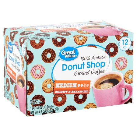 Great Value 100% Arabica Donut Shop Coffee Pods, Medium Roast, 12 (Best Coffee Shops In America)