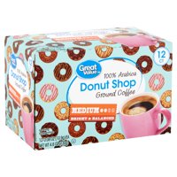 Great Value 100% Arabica Donut Shop Coffee Pods, Medium Roast, 12 Count