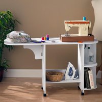 Southern Enterprises Expandable Rolling Sewing Table/Craft Station,White