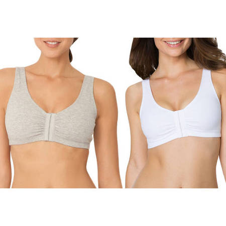 Womens Comfort Front Close Sports Bra, 2 Pack, Style