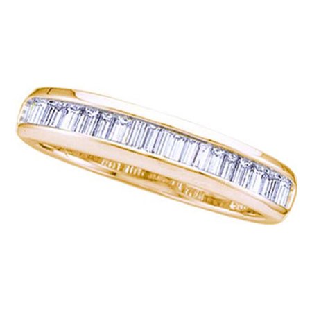- 14kt Yellow Gold Womens Baguette Diamond Wedding Anniversary Band Ring 1/6 Cttw
