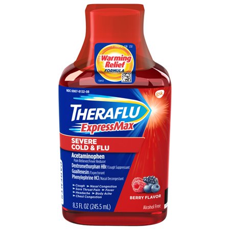 Theraflu ExpressMax Severe Cold & Flu Berry Warming Relief Formula Syrup for Cold & Flu Relief, 8.3 (Best Cold Symptom Relief)