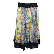 Mogul Womens Patchwork Skirt Printed Flare Indian chiffon Skirts