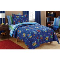 Mainstays Kids Robots Bed in a Bag Coordinating Bedding Set