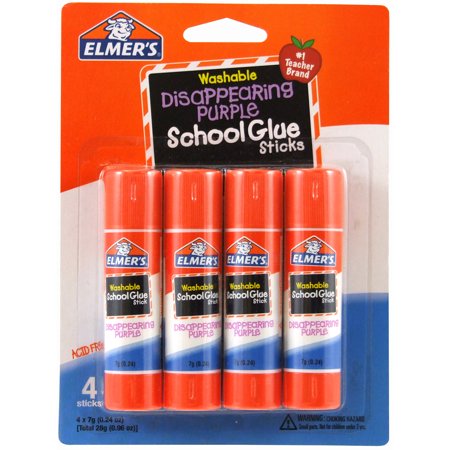 Elmer's Disappearing Purple Washable School Glue Sticks, 0.24 oz, 4 Count