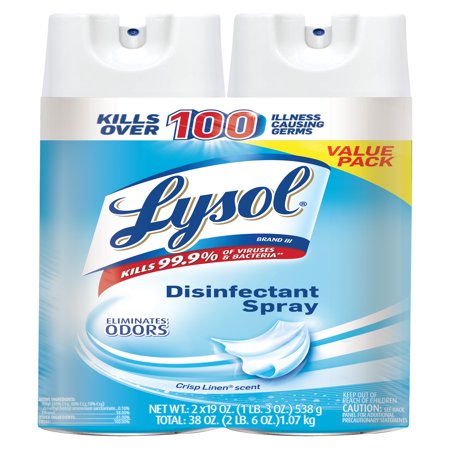 - Lysol Disinfectant Spray, Crisp Linen, 38oz (2X19oz)