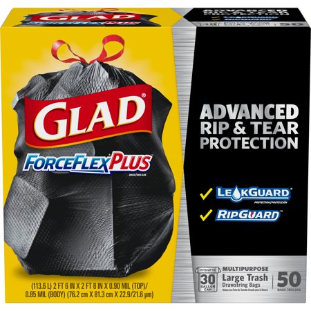 Glad Forceflexplus Drawstring Large Trash Bags 30 Gallon 50 Ct Glad Forceflexplus Drawstring Large Trash Bags 30 Gallon 50 Ct