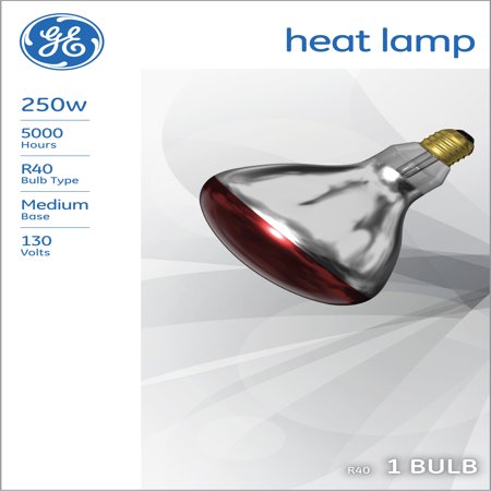 GE INCANDESCENT RED HEAT LAMP 250W BR40 FLOOD LIGHT