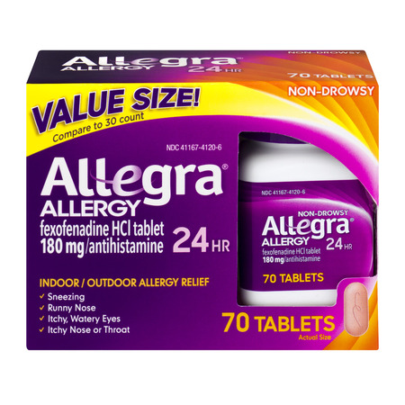 Allegra 24 Hour Allergy Relief Antihistamine Tablets Value Size, 70