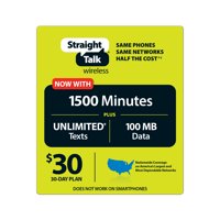 Straight Talk 1,500 Mins/Unlimited Text Monthly $30 (Email Delivery)