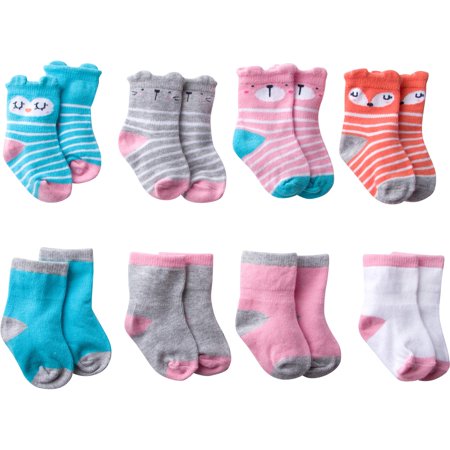 - Gerber Baby Girl Wiggle-Proof Jersey Ankle Bootie Socks, 8-pack